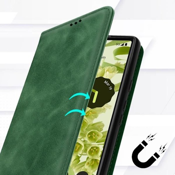 Google Pixel 6a Wallet Cover - AVIZAR - Grøn - Rigid - Syntetisk - Blandet grön
