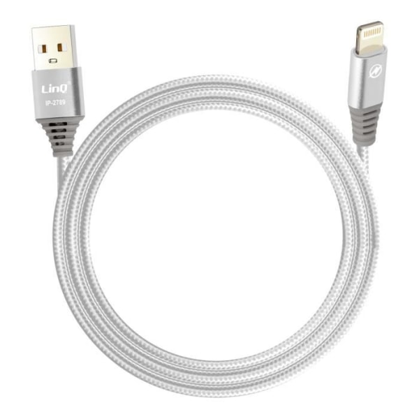 USB till Lightning-kabel Nylonflätad 1,5 m Ladda och överför LinQ Silver