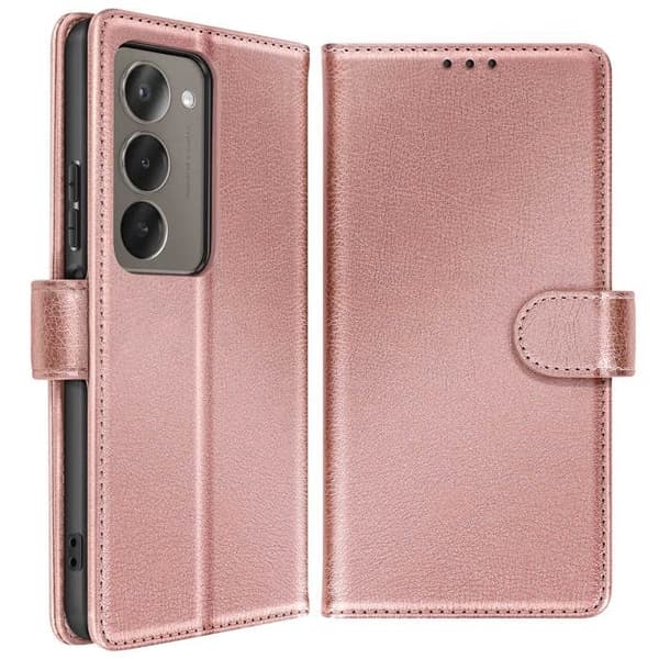 Plånboksfodral - AVIZAR - Xiaomi Redmi 15 5G - Rosa - Texturerad - Ställfunktion Ros