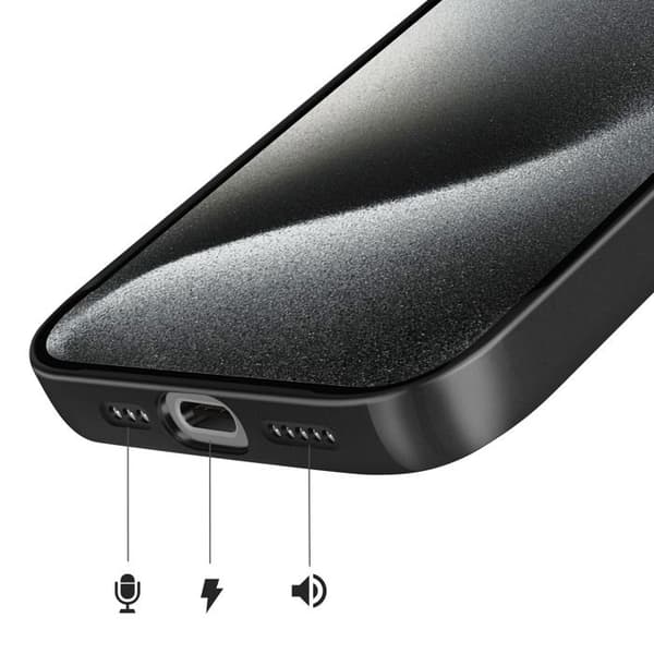 MagSafe cover til iPhone 15 Pro hård med glasbeskyttelse til kamera sort Svart