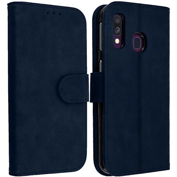 Kotelo Samsung Galaxy A40 - AVIZAR - Lompakko Kuoressa - Silikoni Geeli - Sininen Yö - Videotuki Nattblått