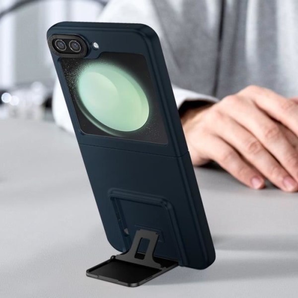 Fodral till Samsung Galaxy Z Flip 5 - AVIZAR - Classic Stand - Vikbart stöd - Midnattsblå Blå