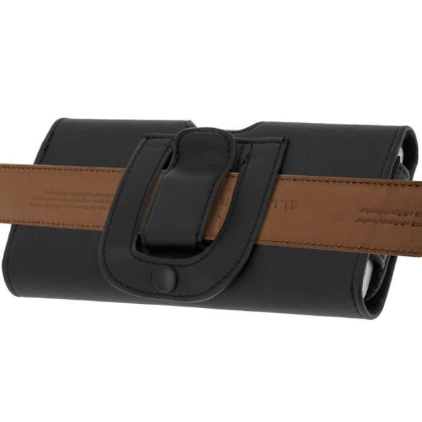 Bältesfodral - Universal - Svart - Ekologiskt läder - Kompatibel med smartphones upp till 140x70 mm - Flik Svart