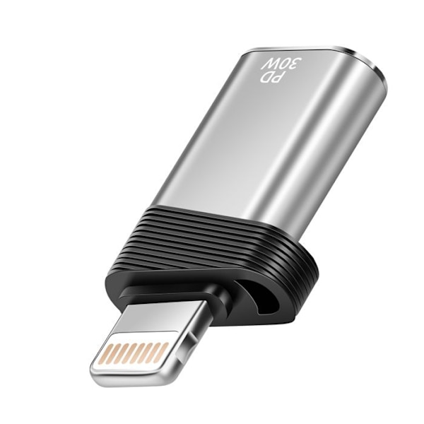USB-C til Lightning Hurtig Opladeradapter 30W PD og Overførsel 480Mbps LinQ Sølv Grå