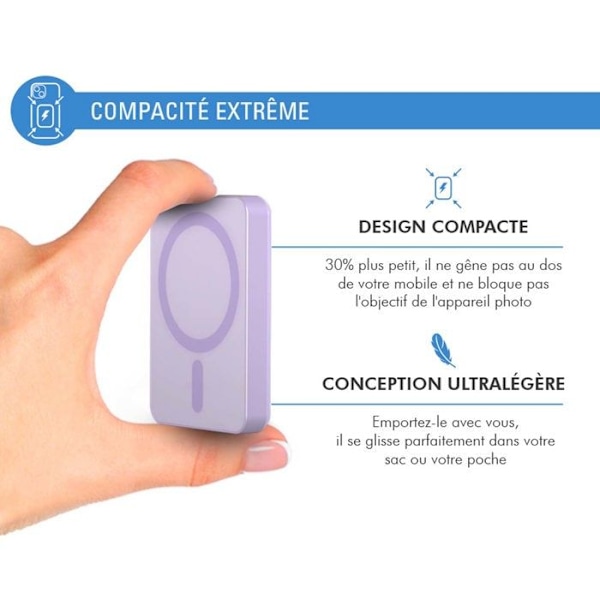 Powerbank 5000mAh kompatibel MagSafe Induction 15W Violet Force Power