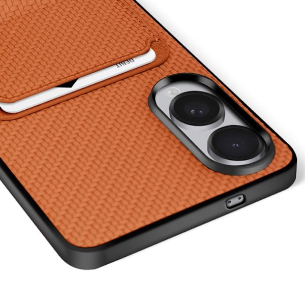 Coque iCarbon för Samsung S25 Edge Silikon Kortfack Stöd Brun kastanj