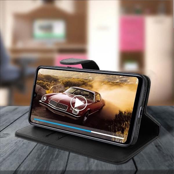 Housse Portefeuille - AVIZAR - Xiaomi Redmi Note 7 - Silikone Gel - Magnetisk - Video Support Svart