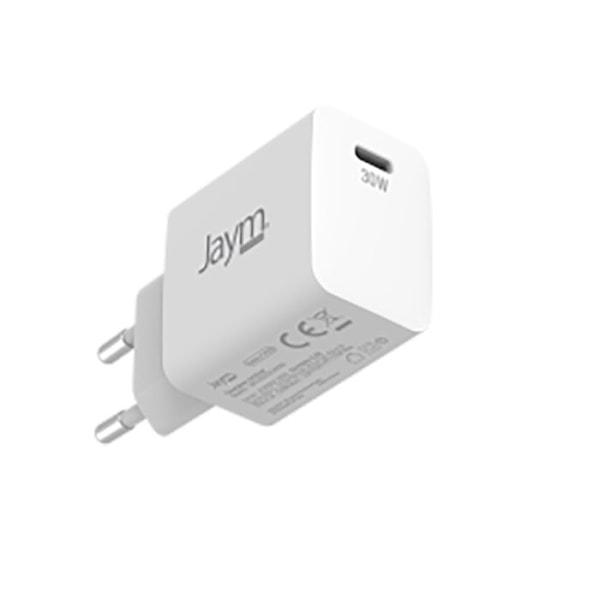 Pack Väggadapter GaN 30W USB-C med Snabb Kompakt USB-C-kabel 2m Jaym Vit Vit
