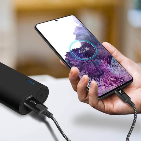 USB-USB Type C -kaapeli Lataus ja synkronointi Nylon punottu 1m Xtorm Black
