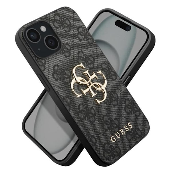 iPhone 15 Suojakuori Tarkat Leikkaukset ja Korotetut Reunat Guess Musta Svart