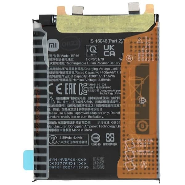 Internt batteri - XIAOMI - Xiaomi 12 - 4500mAh - Lithium Ion - Sort Svart