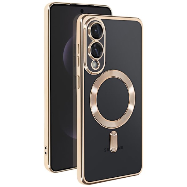 Coque MagSafe til Samsung Galaxy S25 Edge Silikone Med Kromet Guld Kant