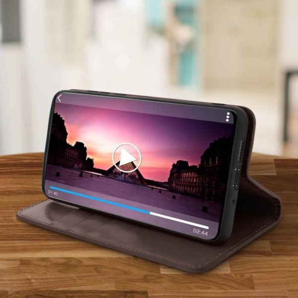 Etui - Huawei - P30 Pro - Ægte læder - Brun - Video støtte kastanj