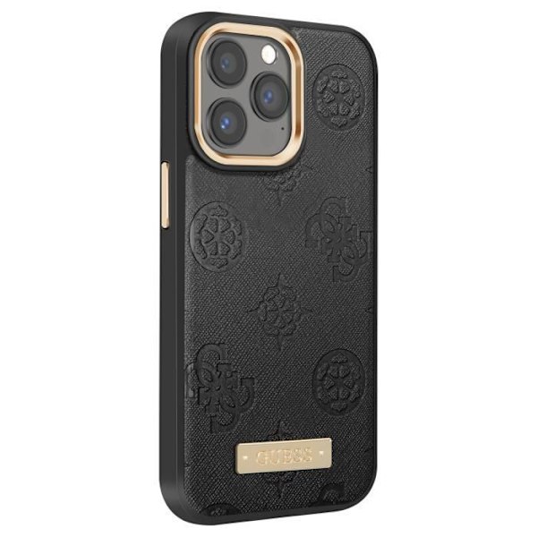 Coque MagSafe för iPhone 13 Pro Max Metalplatta Upphöjda kanter Guess Svart Svart