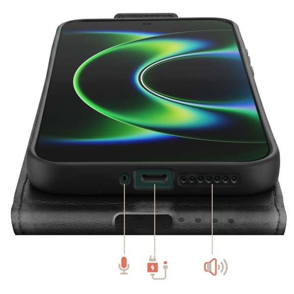 Pystyklipsi Xiaomi 17 Ultra:lle, jossa on korttipidike ja videotuki, musta Svart