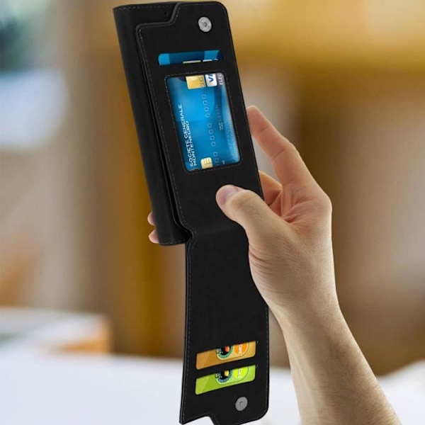 Plånboksfodral för smartphone - AVIZAR - Universal - 5,3 till 5,5'' - Svart - Fullständigt skydd svart