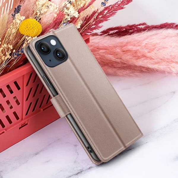 Pungetui - ZANAÉ - iPhone 14 - Vinkelstand - Magnetlukning - Beige Beige