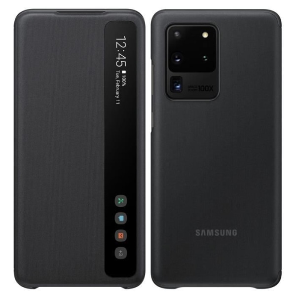 Fodral - Samsung - Galaxy S20 Ultra - Genomskinlig Flip - Heltäckande Skydd - Kompatibel med Trådlös Laddning Svart