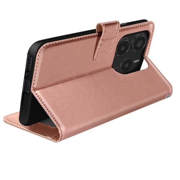 Plånboksfodral - Mayaxess - Xiaomi Redmi Note 14 5G - Ekoskinn - Avtagbar handled - Videostöd Ros