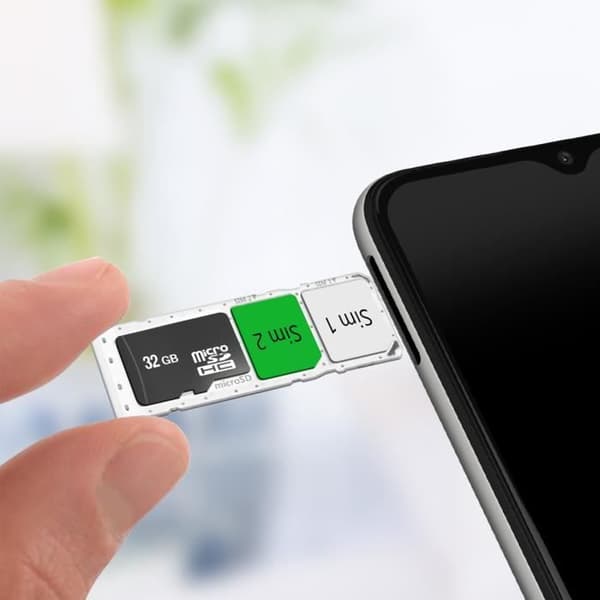 Ersättningsfack för SIM-kort - Samsung Galaxy A03s - Vit - Dual Nano SIM + Micro-SD Vit