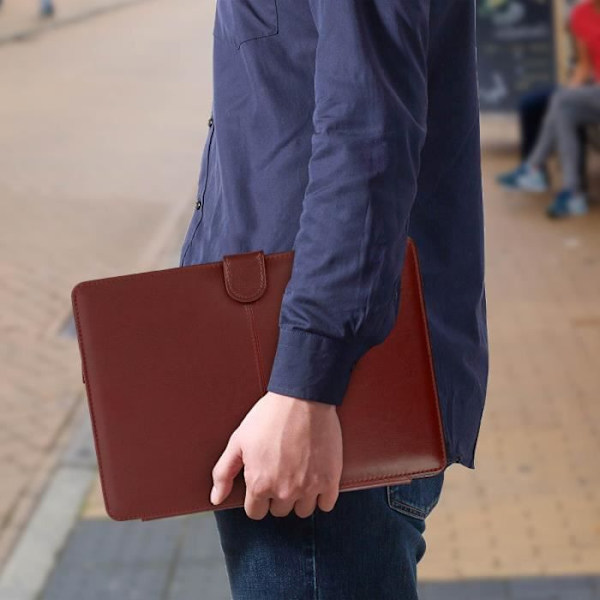 Hus till MacBook Air 13,3'' - AVIZAR - Plånboksfodral - Brunt Läder - Vintage - Magnetisk kastanj