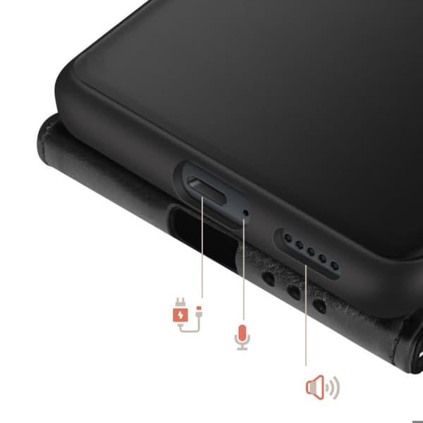 Vertikal Etui til Redmi Note 15 med Kortlomme og Støttefunktion Sort Svart
