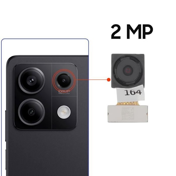 Bakre kamera makroobjektiv för Xiaomi Redmi Note 13 - AVIZAR - Byte av makroobjektiv - Svart Svart