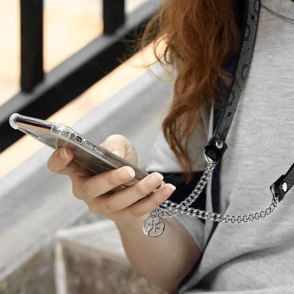 Smartphone skulderrem ledning Længde 150 cm med Guess Silver og sort krog