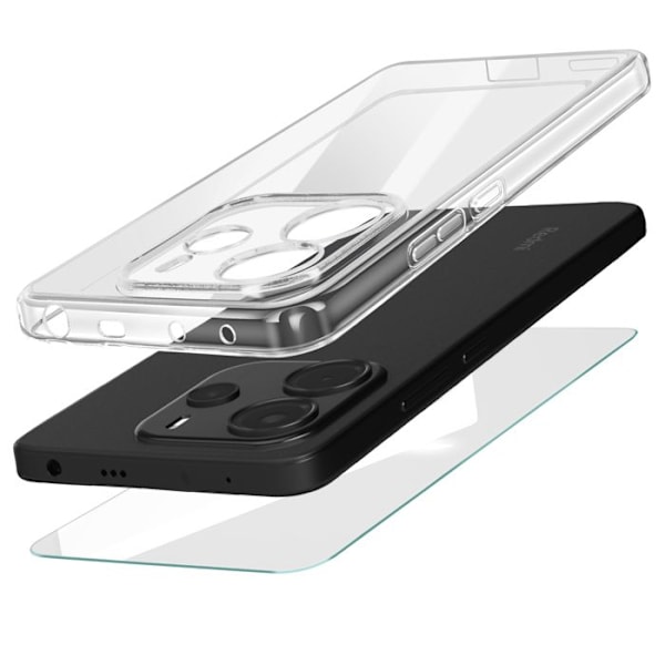 Pack Beskyttelse til Redmi Note 14 4G Blød Etui og Tempereret Glas Mayaxess Transparent Vit