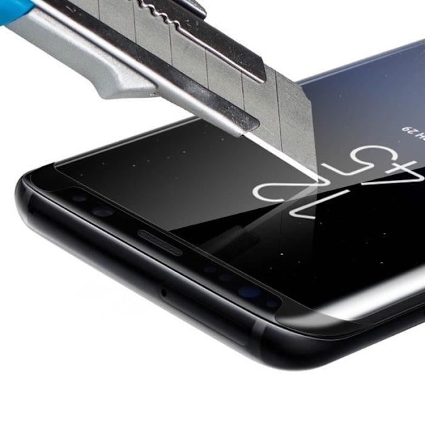 Skyddsfilm - AVIZAR - Samsung Galaxy S8 Plus - Härdat glas - Böjda kanter - Svart kontur Svart
