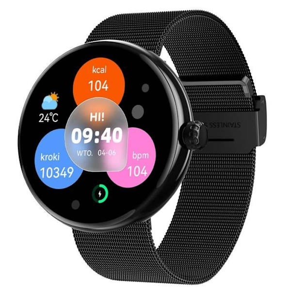 Connected Watch - Forever - Forevive 5 Fashion - Elegant - Sundhedssporing - Bluetooth-opkald Svart