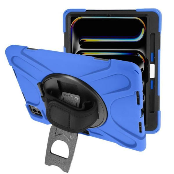 AVIZAR Iskunkestävä iPad Pro 11 2024 -kotelo - Sininen hihnan tukikahva Blå