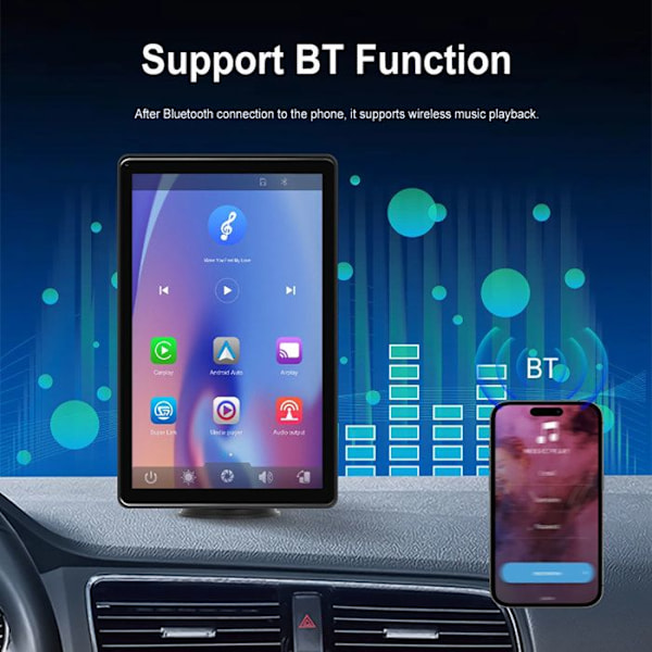 8" Taktile IPS HD Rotationsskærm CarPlay med Android Auto / GPS Sort