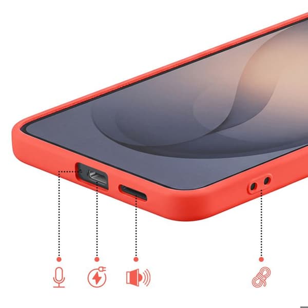 Silicone Soft-Touch-fodral för Galaxy S26 med orange mikrofiberfoder Apelsin