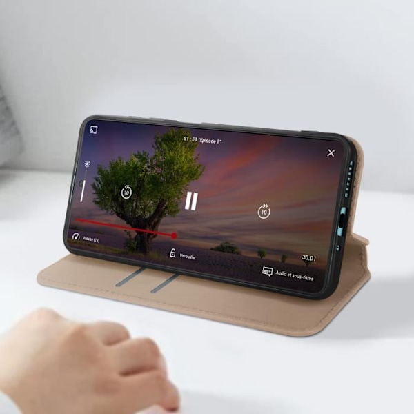 Fodral till Xiaomi Redmi Note 13 5G - AVIZAR - Korthållare Videostöd - Gul - Halvstyv - Syntet Gul