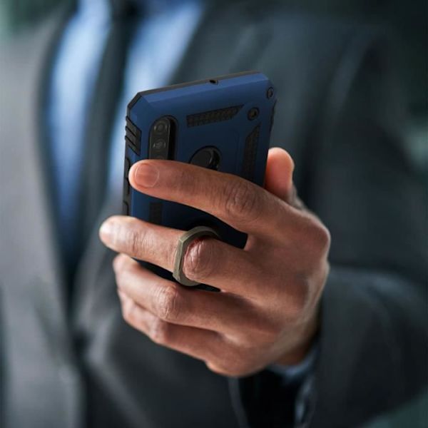 Coque - AVIZAR - P30 Lite - Bi-material - Hållring - Videostöd Midnattsblå