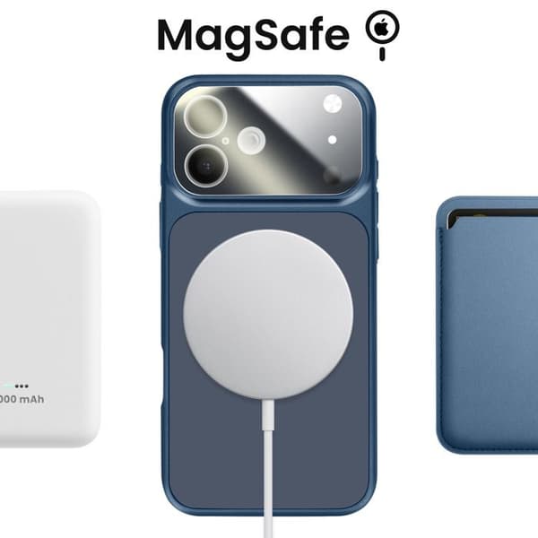 MagSafe-cover til iPhone 17, hård med glasbeskyttelse til kamera, natblå Blå