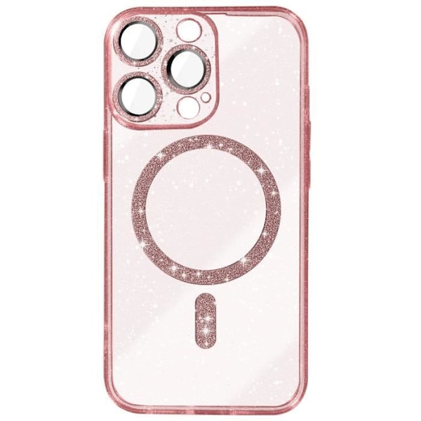 MagSafe Fodral för iPhone 14 Pro Glitter Silikon Rosa Champagne - AVIZAR - Halvstyv - Smidig - Blandad Rosa