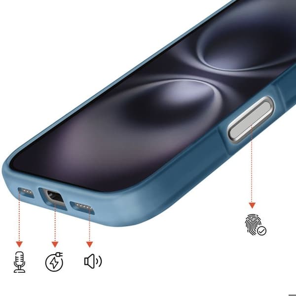 MagSafe cover til iPhone 16 Plus, forstærket silikoneramme og røgblå bagside Blå