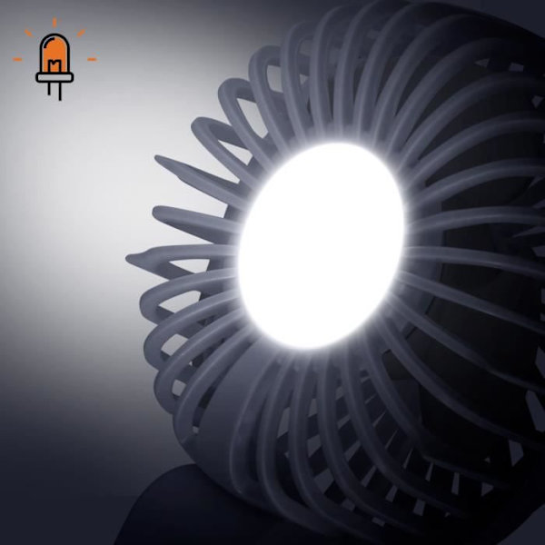 Mini Silent Portable Fan LED Display och integrerad lampa LinQ Night Blue Blå