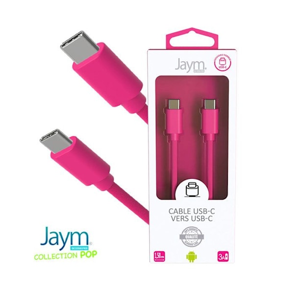 USB-C till USB-C 3A Laddning och Synkronisering Collection POP 1,5m Jaym Rose Rosa