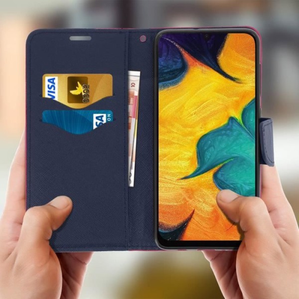 Fodral för Samsung Galaxy A30 - AVIZAR - Fancy Style - Rosa - Kortförvaring och ställfunktion