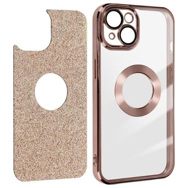 Fodral för iPhone 14 Plus i rosa guld glitter