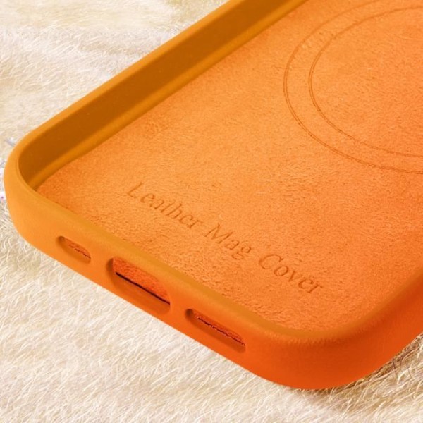 Skal till iPhone 16 Pro Max - AVIZAR - Högkvalitativt veganskt läder - Orange - Integrerad MagSafe Orange