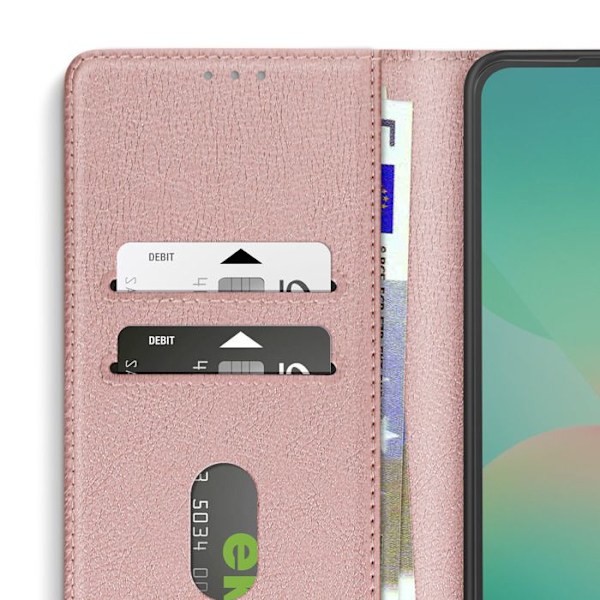 Samsung Galaxy A26 Klapilompakko ja Videotuki Vaaleanpunainen Shamponi Rosa