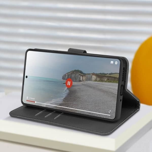 Etui til OnePlus 12 og OnePlus 12R - AVIZAR - Flip Wallet Video Support - Sort Svart