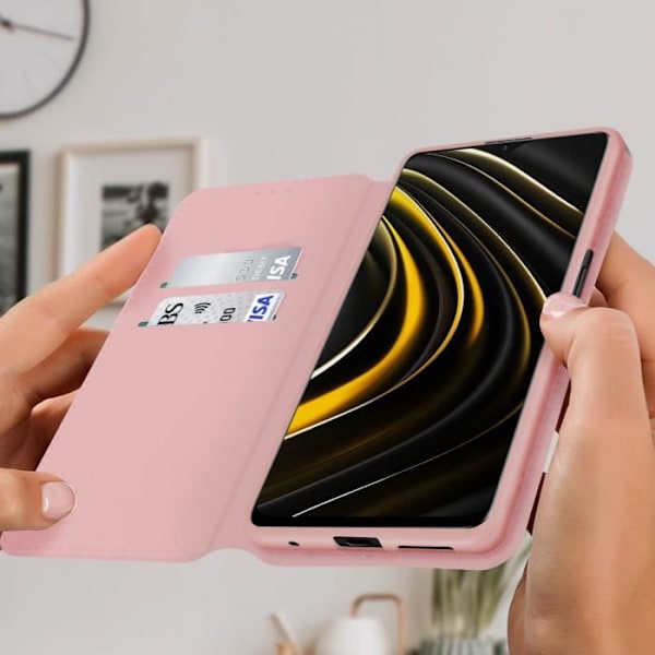 Housse - Xiaomi - Poco M3 - Øko-læder - Rosé champagne - Støttefunktion Champagne rosa