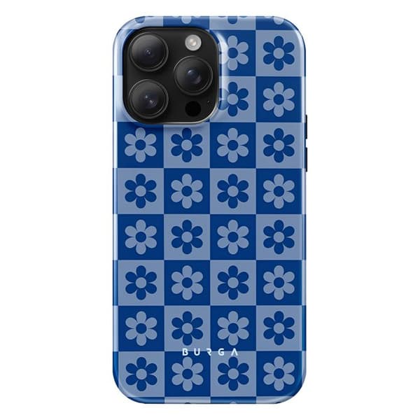 Stødabsorberende Cover - BURGA - iPhone 14 Pro - Blå - Ternet Mønster - Elegant
