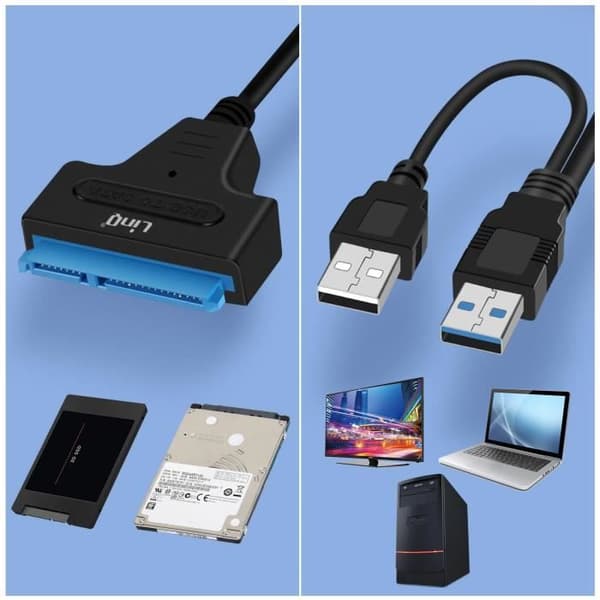 USB 2.0 Adapterkabel - LinQ - SATA/SSD 2.5 tommer - Hastigheder op til 480Mbps - Kompakt design - Sort