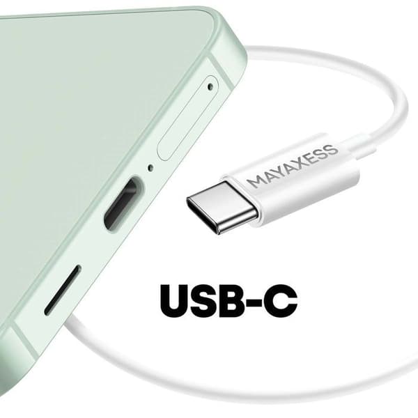 Öronproppar - MAYAXESS - Galaxy S25 FE - USB-C - Inbyggd mikrofon - Optimal komfort Vit